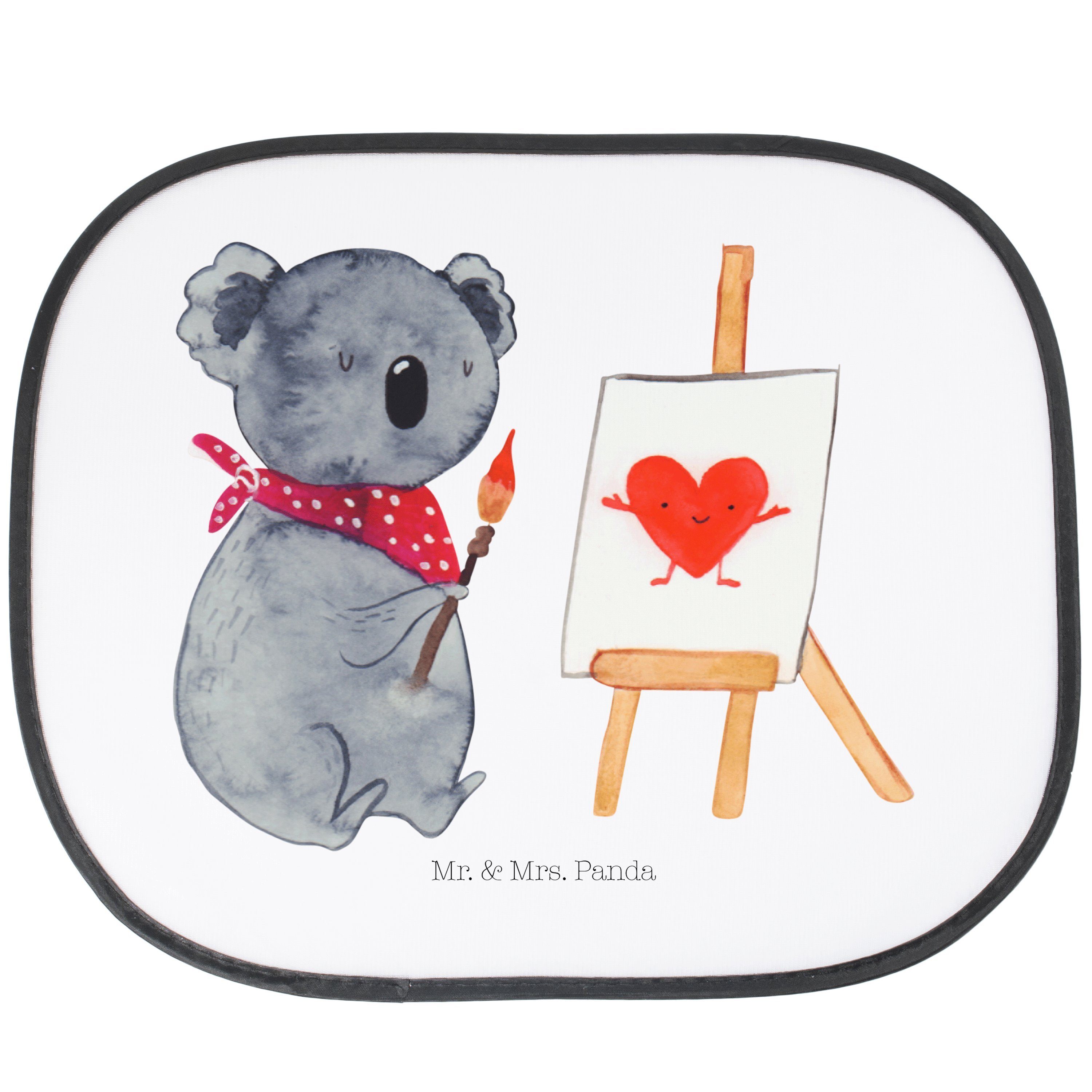 Sonnenschutz Koala Künstler - Weiß - Geschenk, Koalabär, Gefühle, Sonnenschutz Kin, Mr. & Mrs. Panda, Seidenmatt