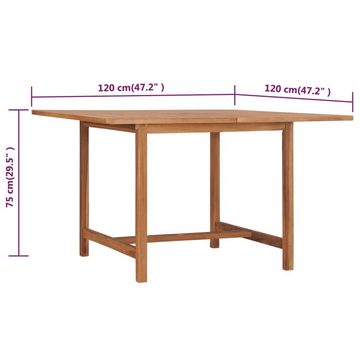 furnicato Gartentisch 120x120x75 cm Teakholz Massiv