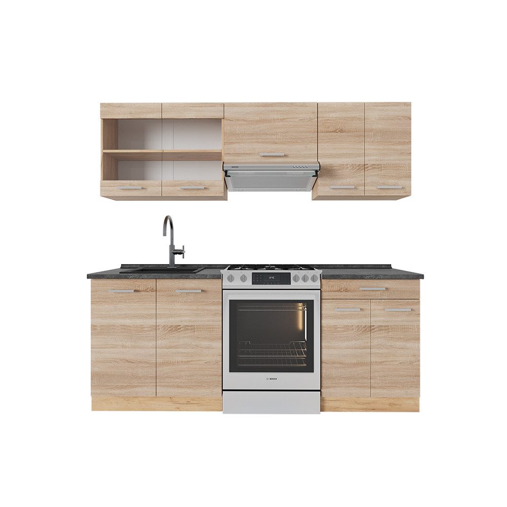 Vicco Küchenzeile R-Line, Sonoma/Goldkraft Eiche, 200 günstig online kaufen