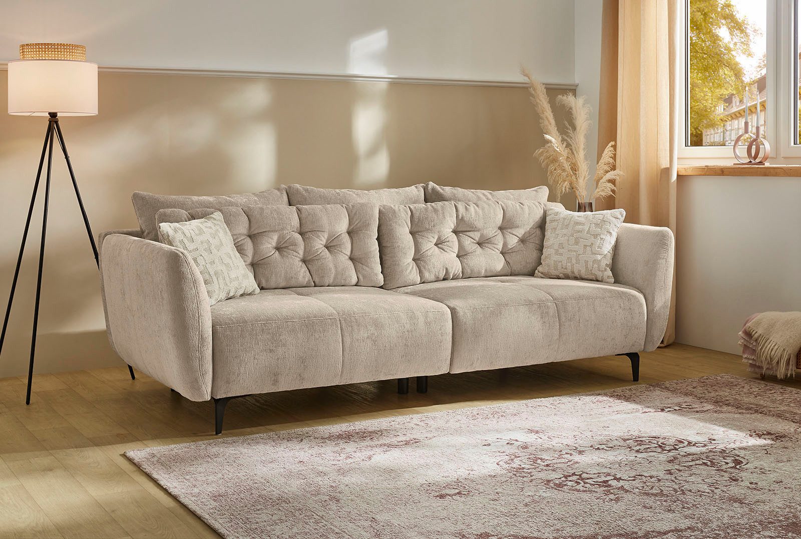 Jockenhöfer Gruppe Big-Sofa Spa, B: 251 cm, im Retrolook mit 7 Kissen günstig online kaufen