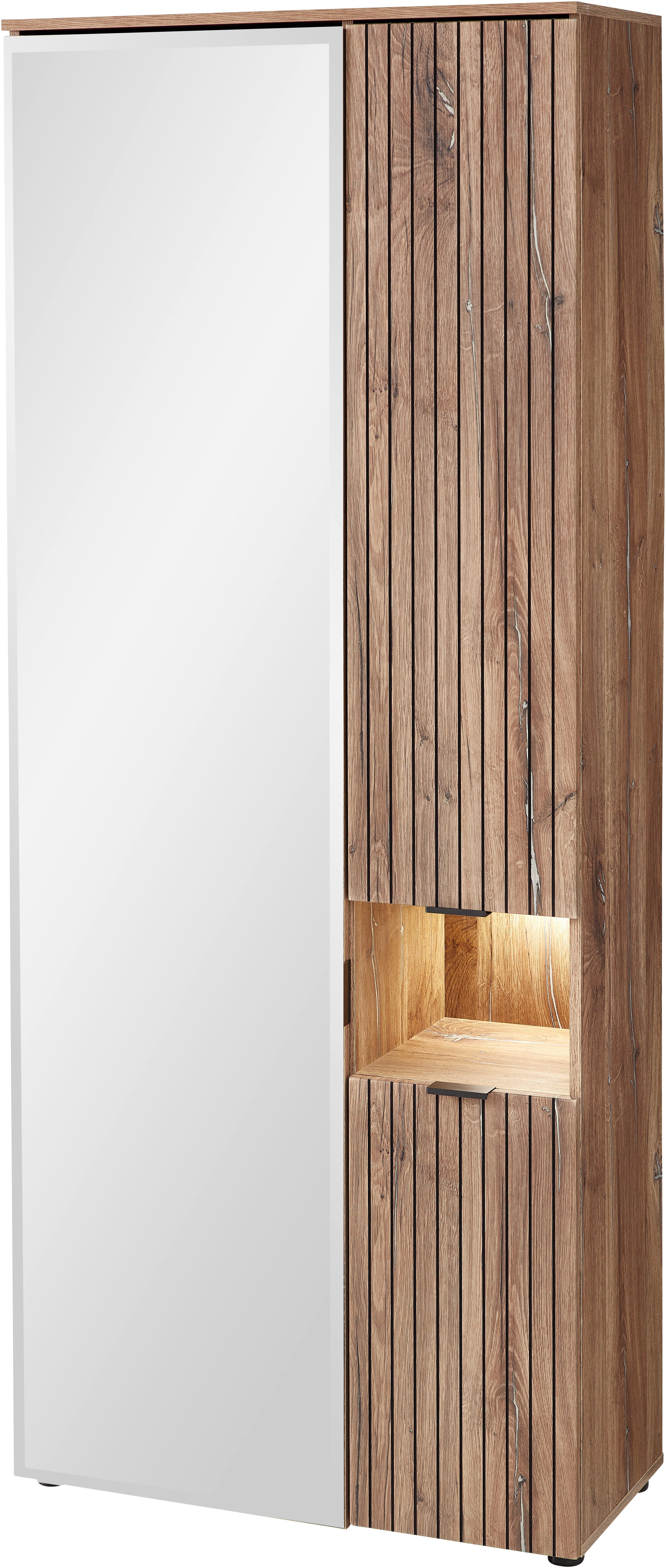 Innostyle Garderobenschrank LINEA Garderoben Set,besteht aus 5 Typen, 266x204x38cm (B/H/T) (5-St) Spiegeltür, 2 Holztüren,Led-Beleuchtung, Soft-Close,ABS-Schutzkanten