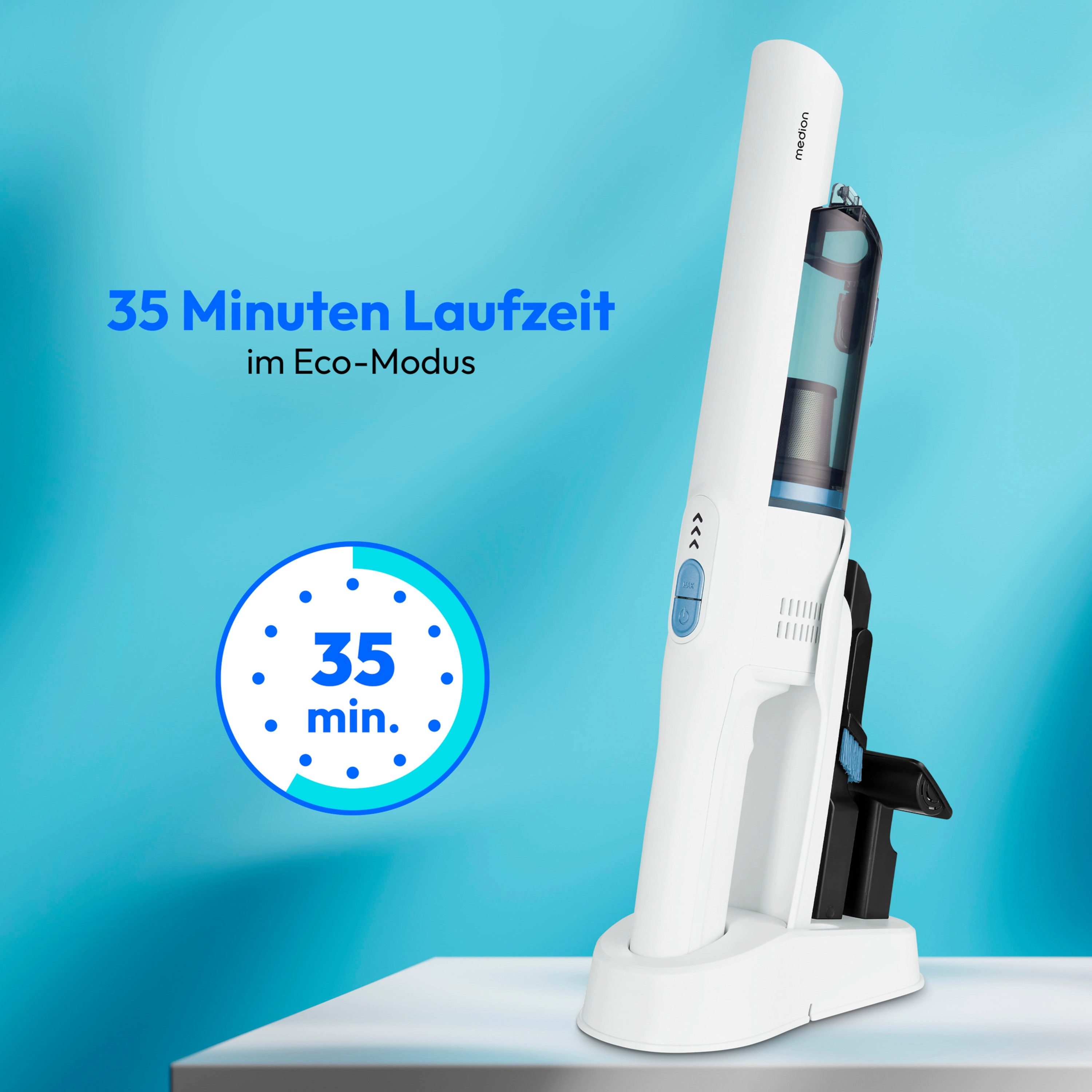 Medion® Handstaubsauger Handstaubsauger MD12057, 200 W, beutellos, 200 ml Staubbehälter, Eco-Modus (10 kPa)