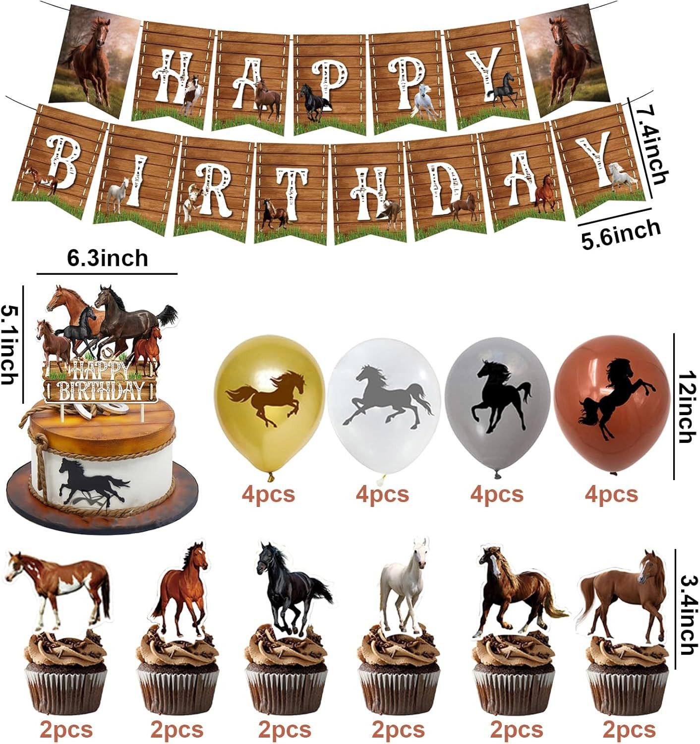 UE Stock Papierdekoration 44-tlg. Geburtstag Party Deko Motto Pferde Party günstig online kaufen