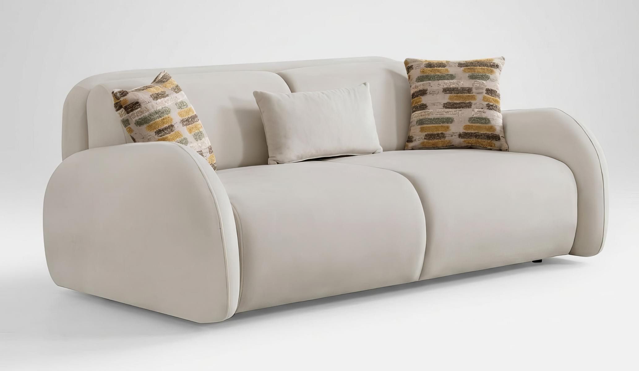 JVmoebel 3-Sitzer Sofa Modern Weiß Bequem Couch 3-Sitzer Polstersofa Wohnzimmer, 1 Teile, Mit Kissen