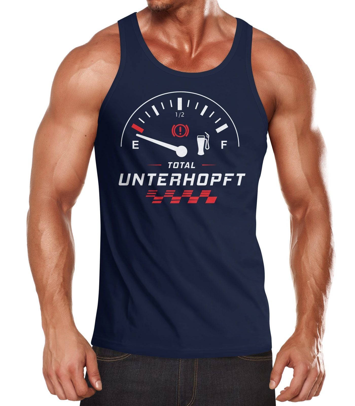 Tanktop Herren Tank-Top Shirt Total Unterhopft Bier Tank-Anzeige
