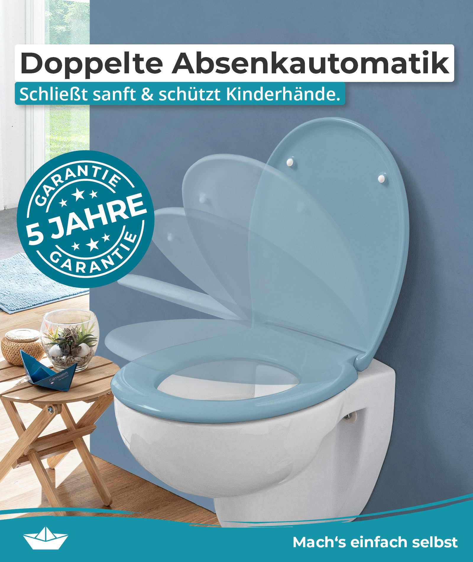 Calmwaters WC-Sitz Original, Premium, Made in EU, Absenkautomatik, bis 250 kg, Abnehmbar, 26LP6228