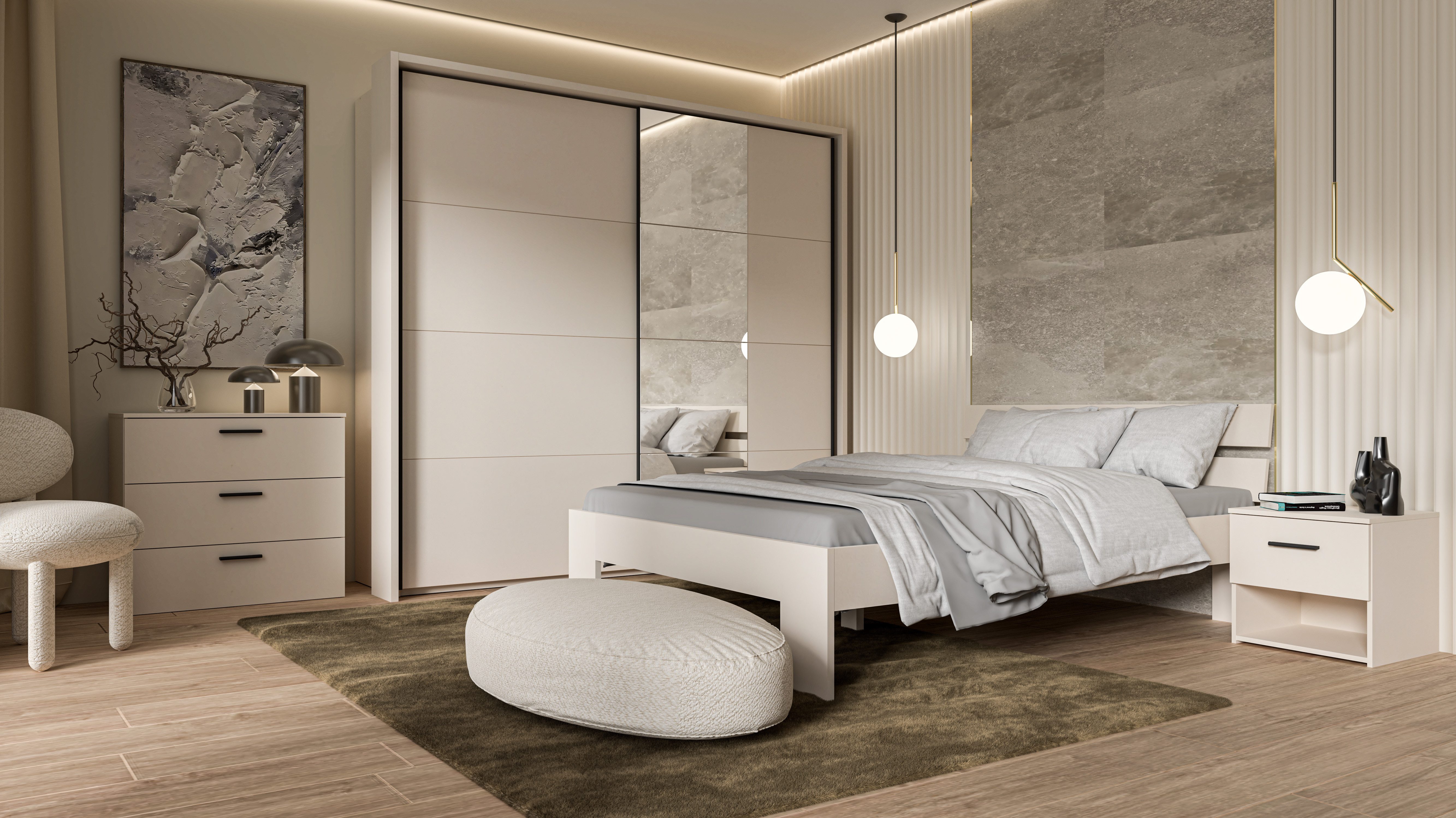 FORTE Schwebetürenschrank Ingalil Höhe 2,10 mtr., stehende Montage