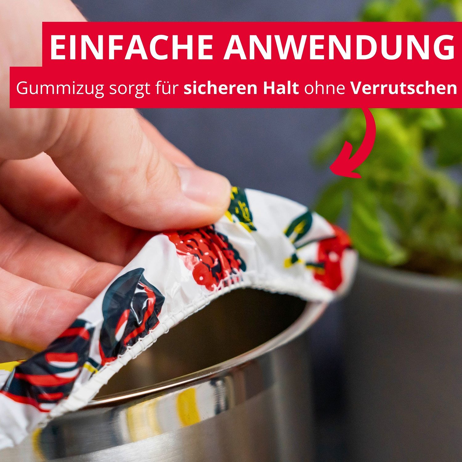 WESTMARK Vorratsdose 5 flexible Topfhauben/-abdeckungen, mit Gummizug, Kunststoff, Weiß/Bun, PE