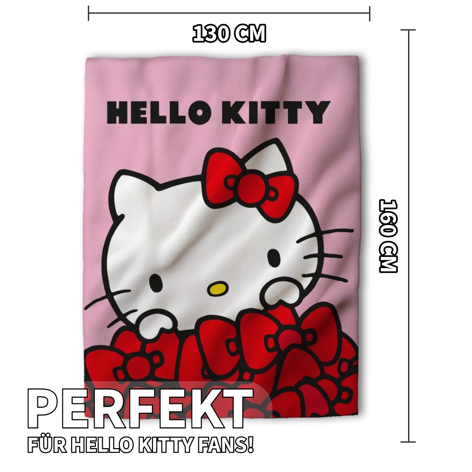 Wohndecke Hello Kitty Wohndecke Flauschdecke Kuscheldecke 130 x 160 cm, AY!Max, Langlebig – Bild 5 von 5