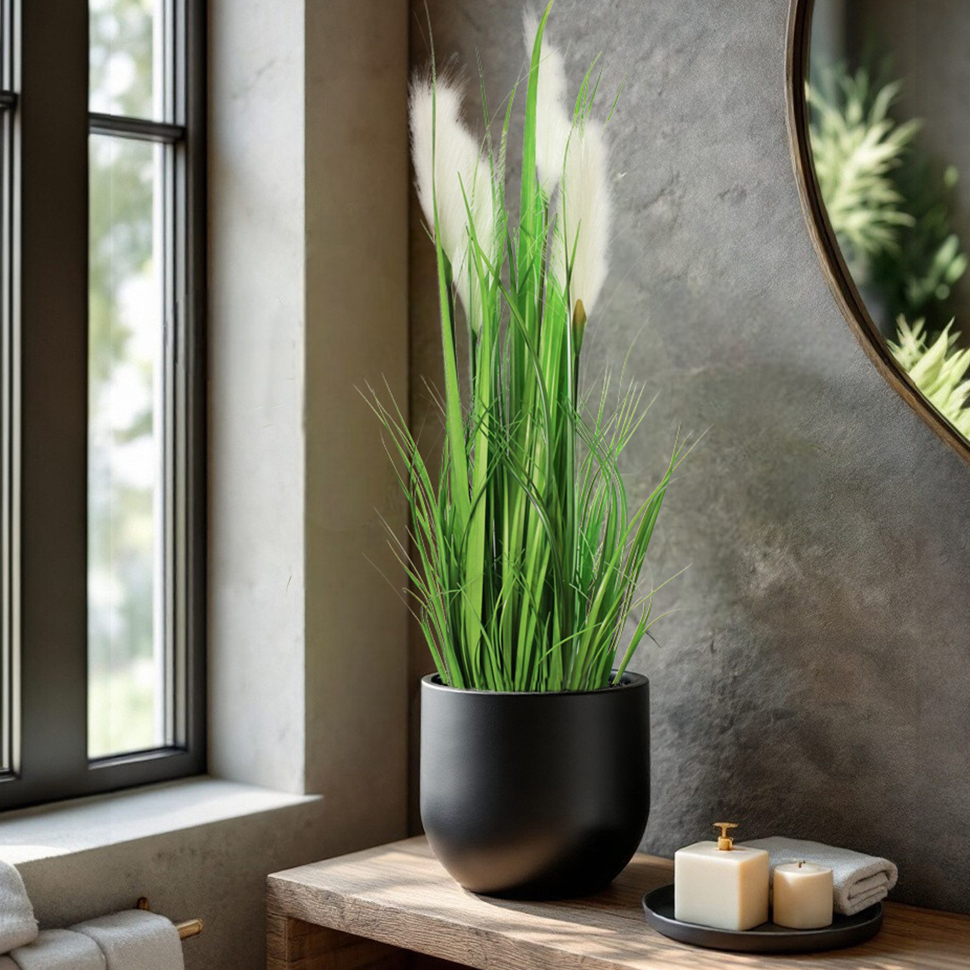 Kunstpflanze Kunstgras Dekogras 90 cm Dekopflanze Wohnzimmer Deko Pampasgra günstig online kaufen