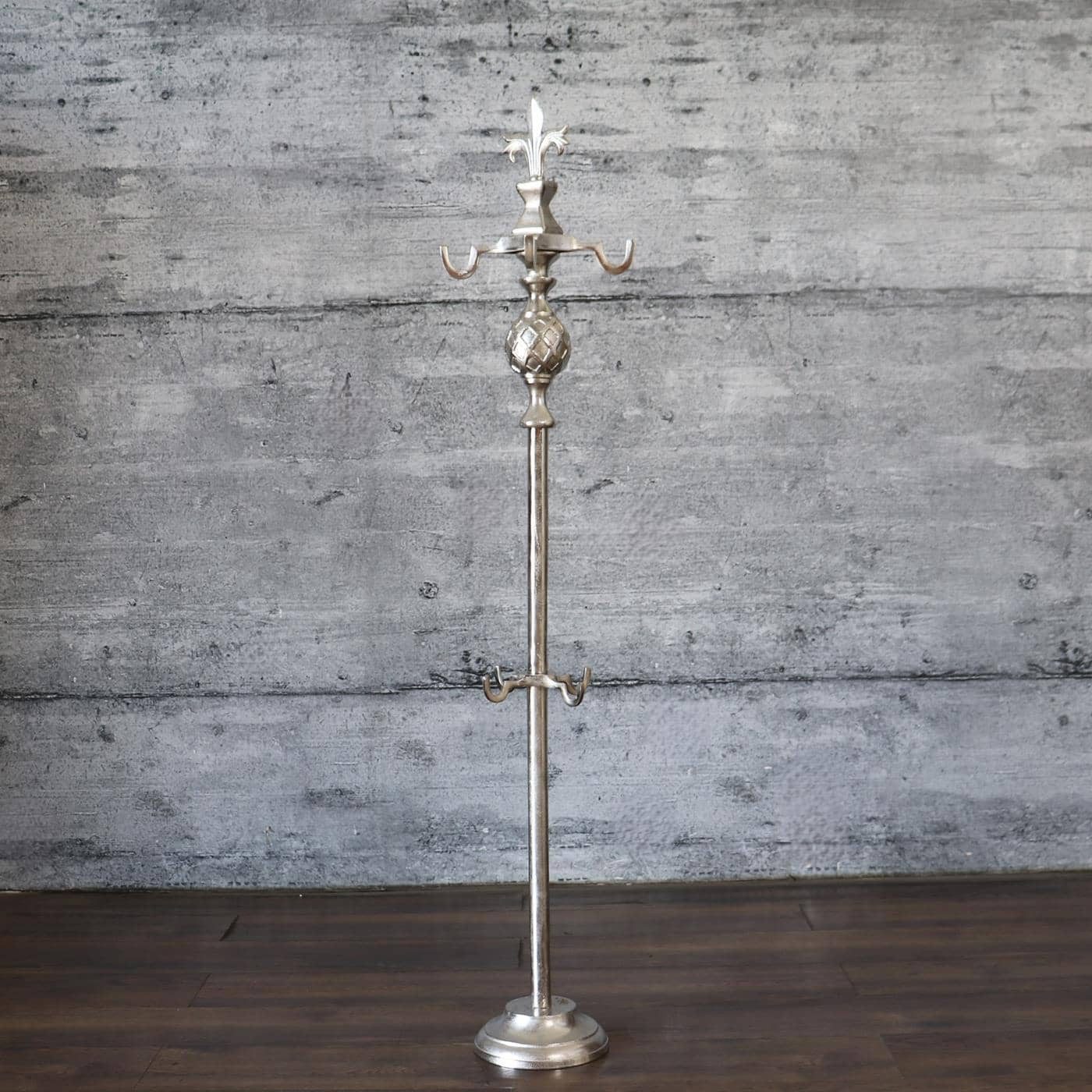 baario Kleiderständer Kleiderständer VINTAGE silber Metall, Garderobenständer Aluminium Barock