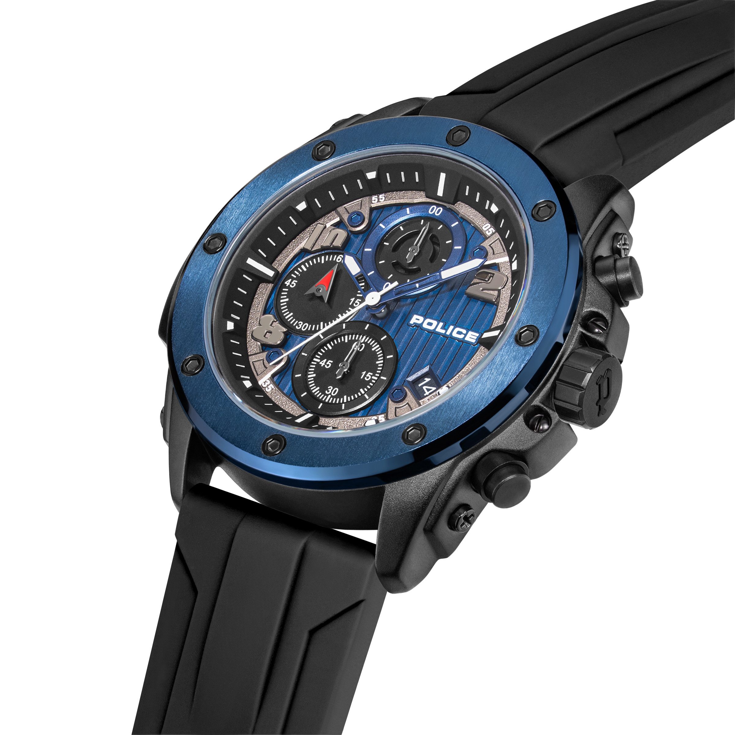 Police Chronograph Clout Orb PEWGO00777X0, Quarzuhr, Armbanduhr, Herrenuhr, Silikonarmband, analog, Tag