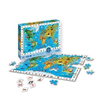 BrainBox Puzzle Calypto - Tierweltkarte 100 XL Teile Puzzle, Puzzleteile