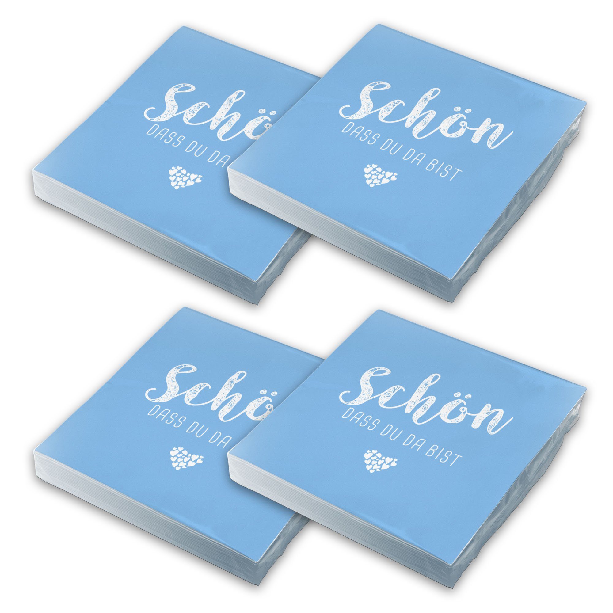 itenga Papierserviette itenga 80x Serviette Schön dass du da bist hellblau Set