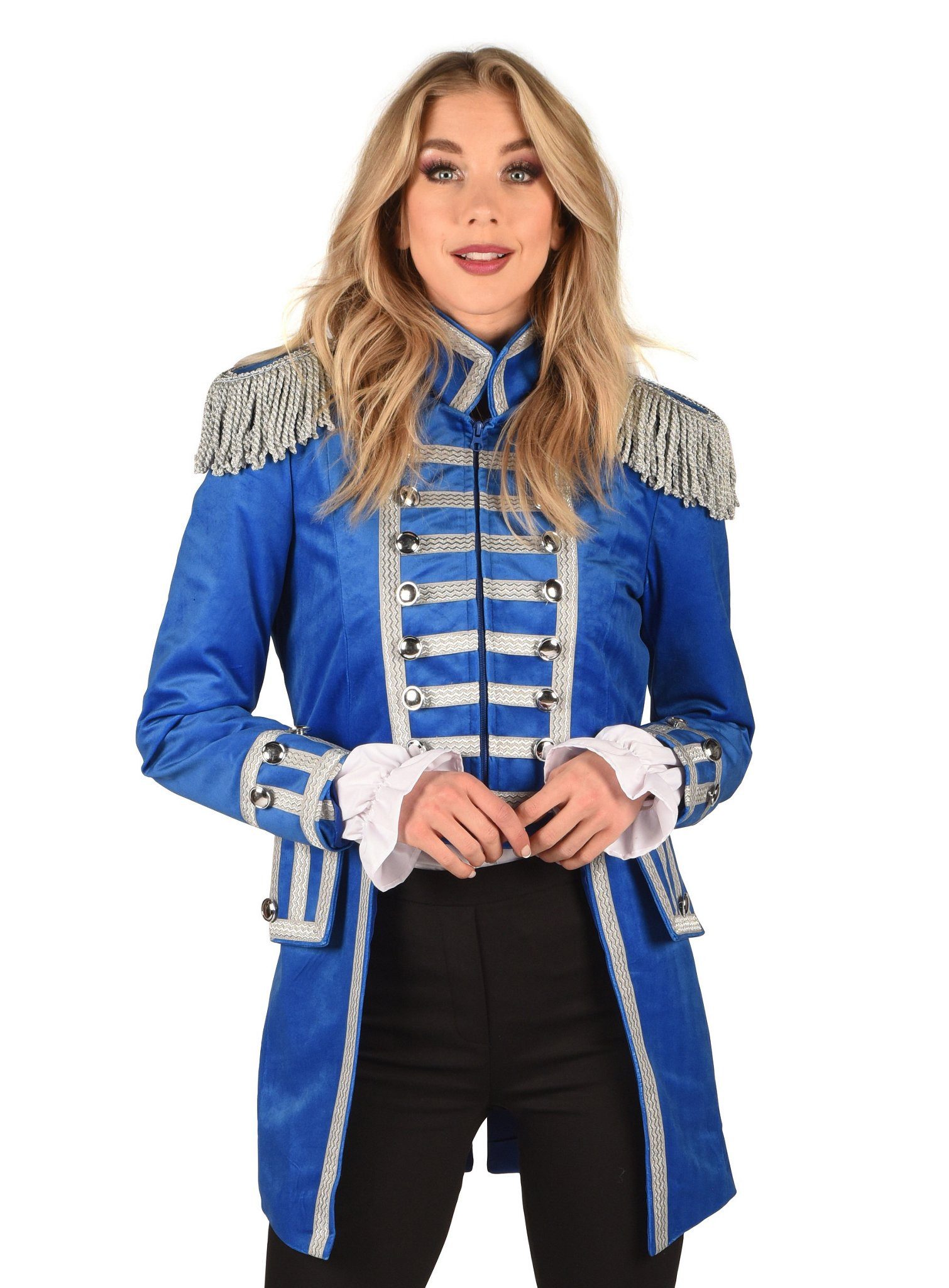 thetru Kostüm Gardejacke für Damen blau-silber, Hochwertige Uniformjacke für den Sitzungskarneval oder als Zirkusdire