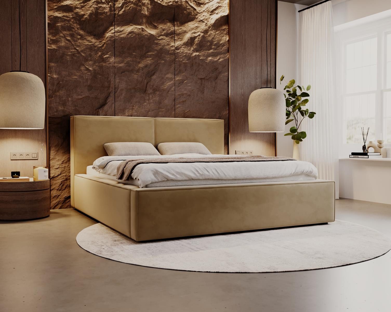 Compleo Polsterbett SANTO Metallrahmen, Bettkasten, ohne Matratze, (Kostenlose Lieferung! TOP ANGEBOT), Cordstoff oder Samtstoff