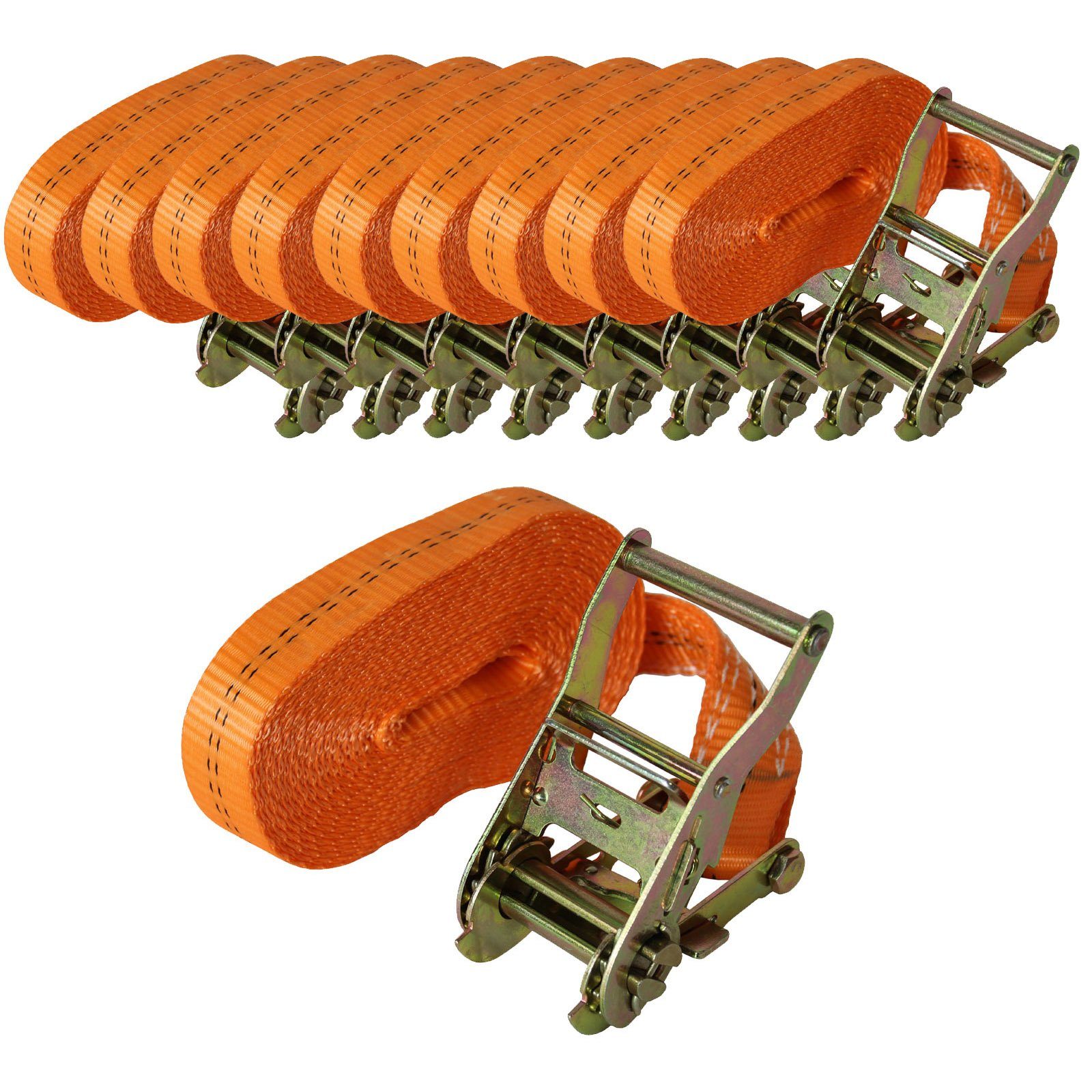 Spanngurt 10x Profi Ratschen Zurrgurt 1-tlg 6m 2t 2to 2000kg TÜV/GS ORANGE