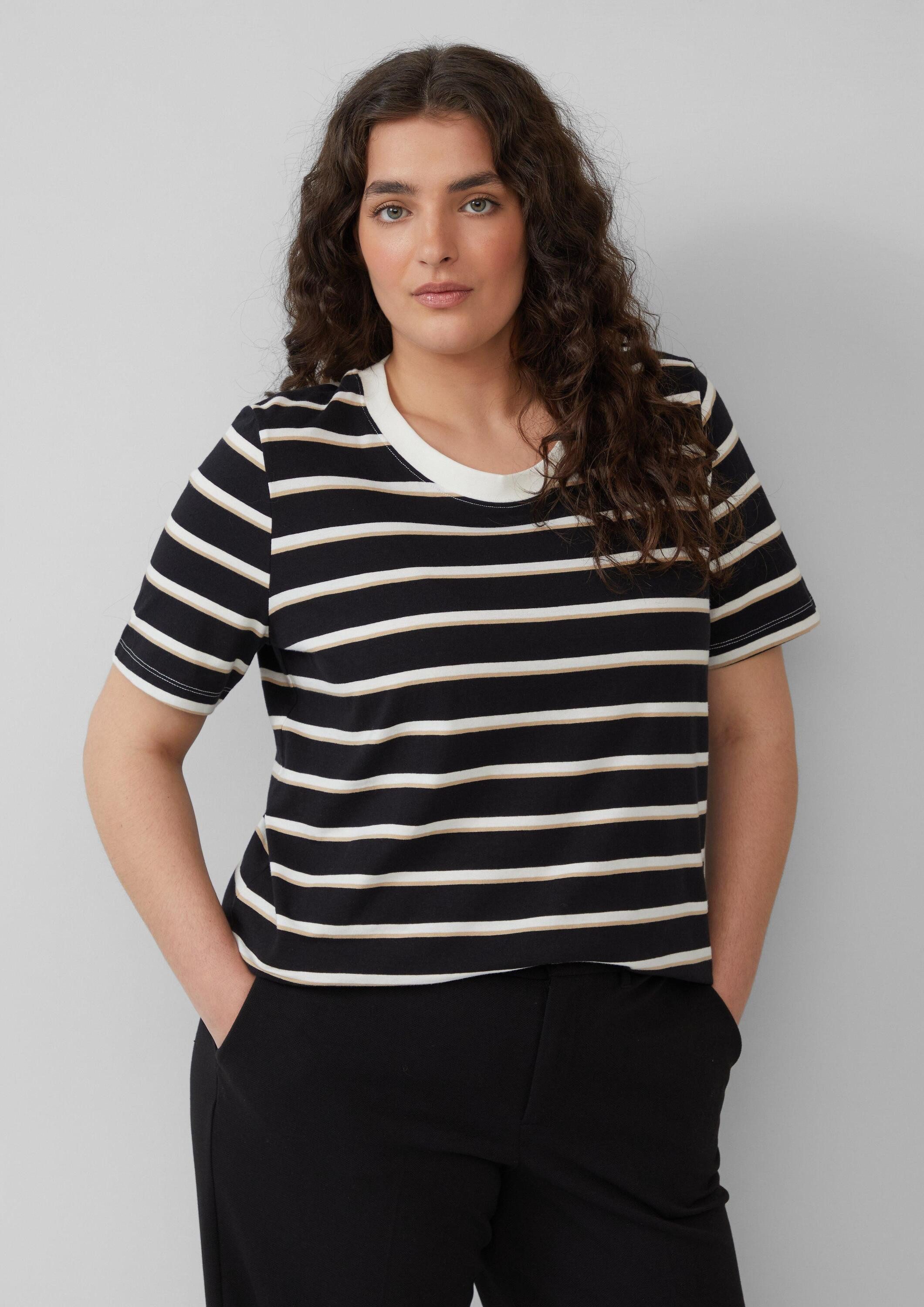 s.Oliver Kurzarmshirt T-Shirt Verkürztes Baumwoll-T-Shirt mit Streifen günstig online kaufen