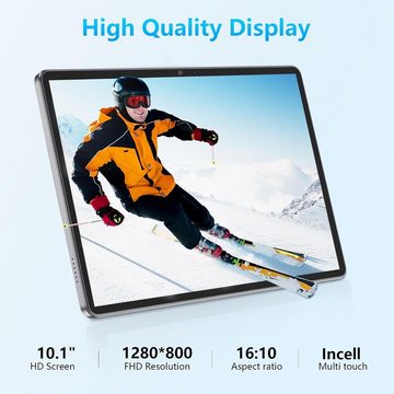 JIKOCXN Octa Core Prozessor Tablet (10", 128 GB, Android 12, 1280 x 800 FHD Bildschirm, 6000mAh, GPS, WLAN, 5MP+8MP Dual Kamera)