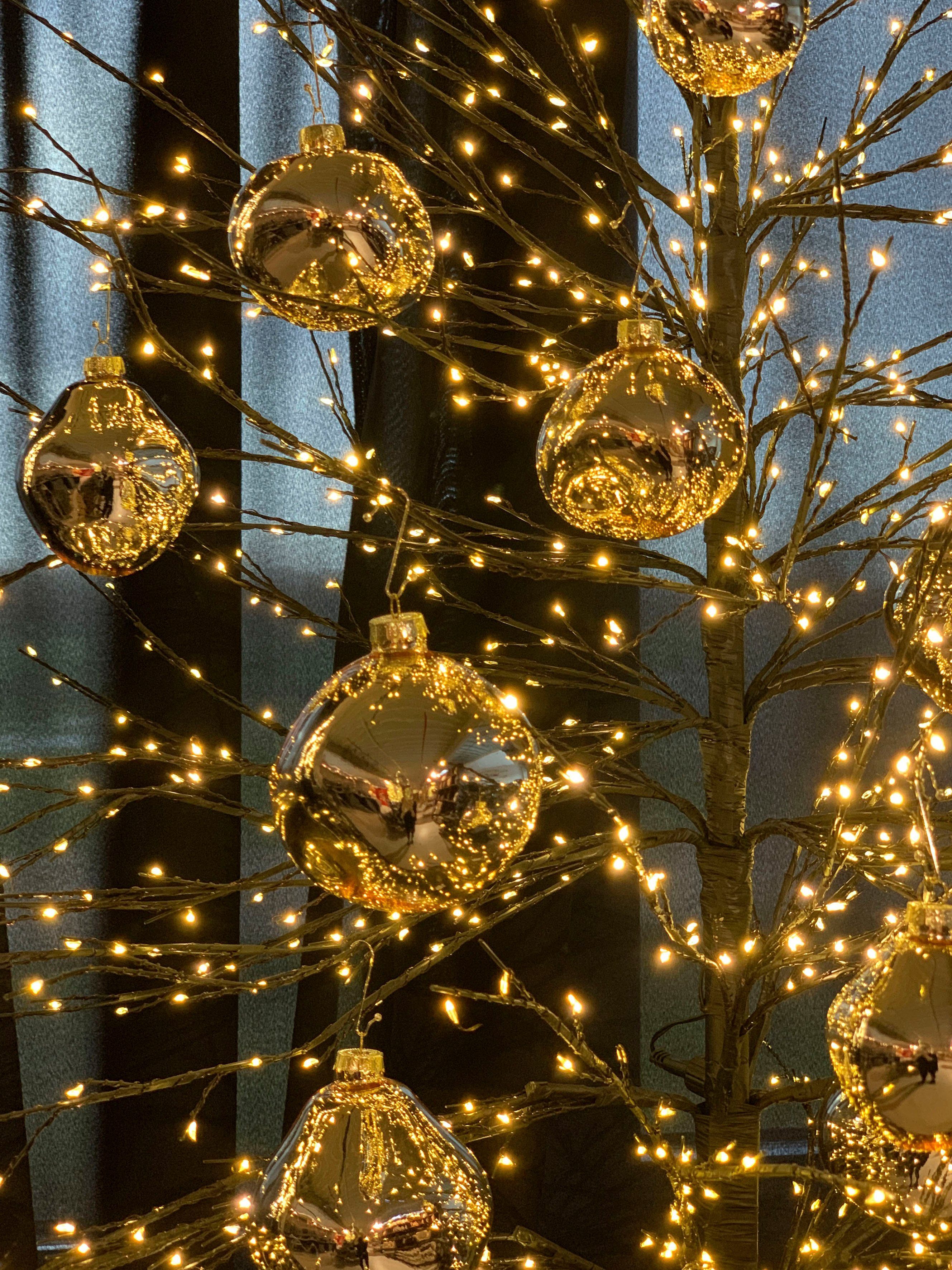 Leonique Weihnachtsbaumkugel glänzend, Form, goldfarben in Christbaumkugeln aus (3 Ø organische Baumkugeln 10 Glas Weihnachtsdeko, Christbaumschmuck, Birdelle Kugeln St), cm, organischer