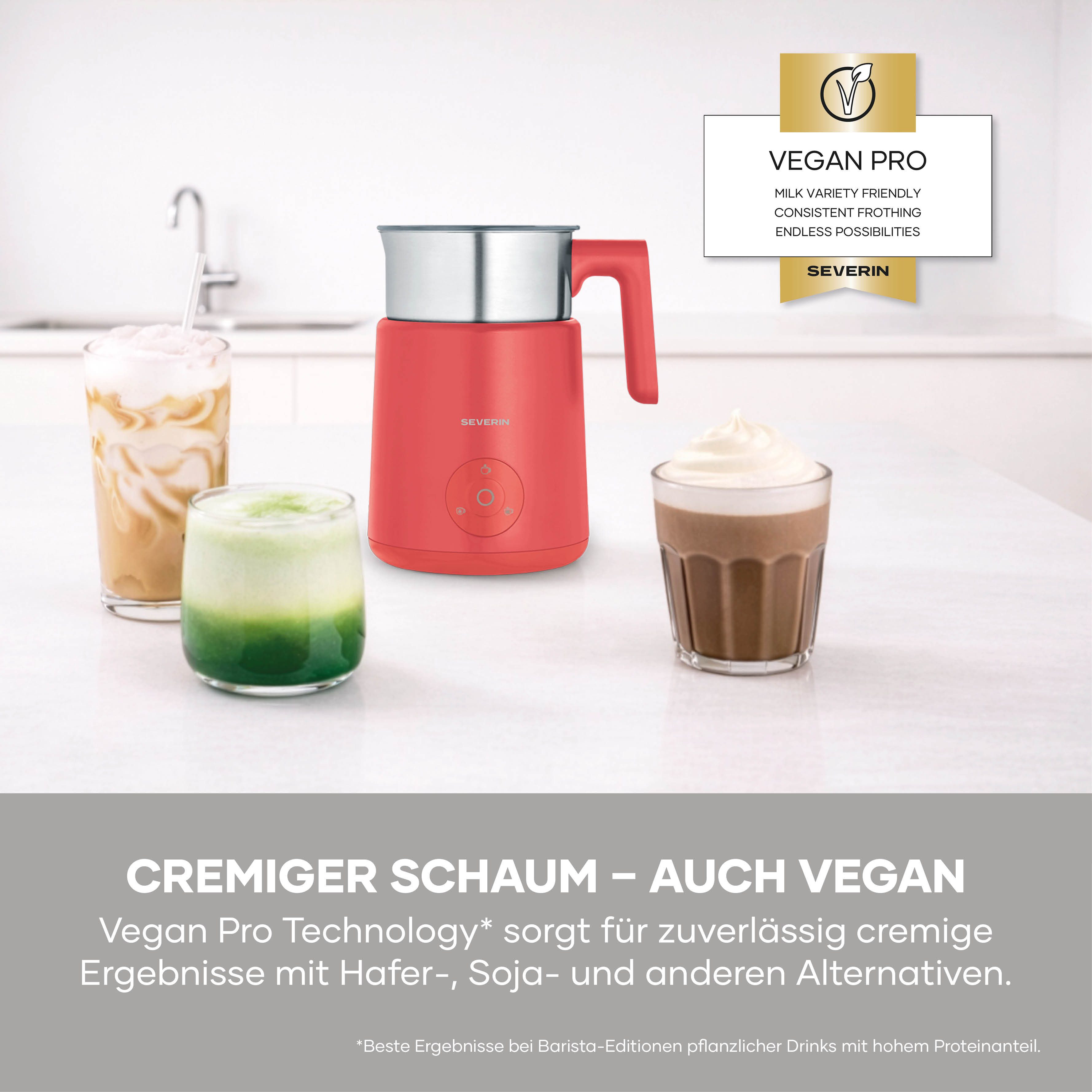 Severin Milchaufschäumer SPUMA LITE SM 3595, 500 W, kaltes & warmes Aufschäumen, Schoko-Funktion, auch vegane Milch, pink – Bild 5 von 5