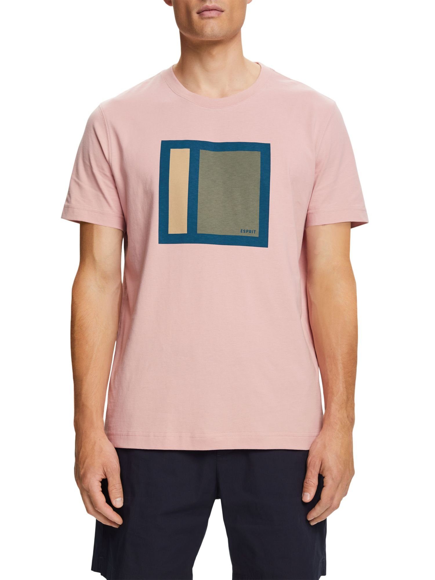 (1-tlg) PINK aus mit Esprit Baumwolljersey OLD T-Shirt T-Shirt Grafikprint