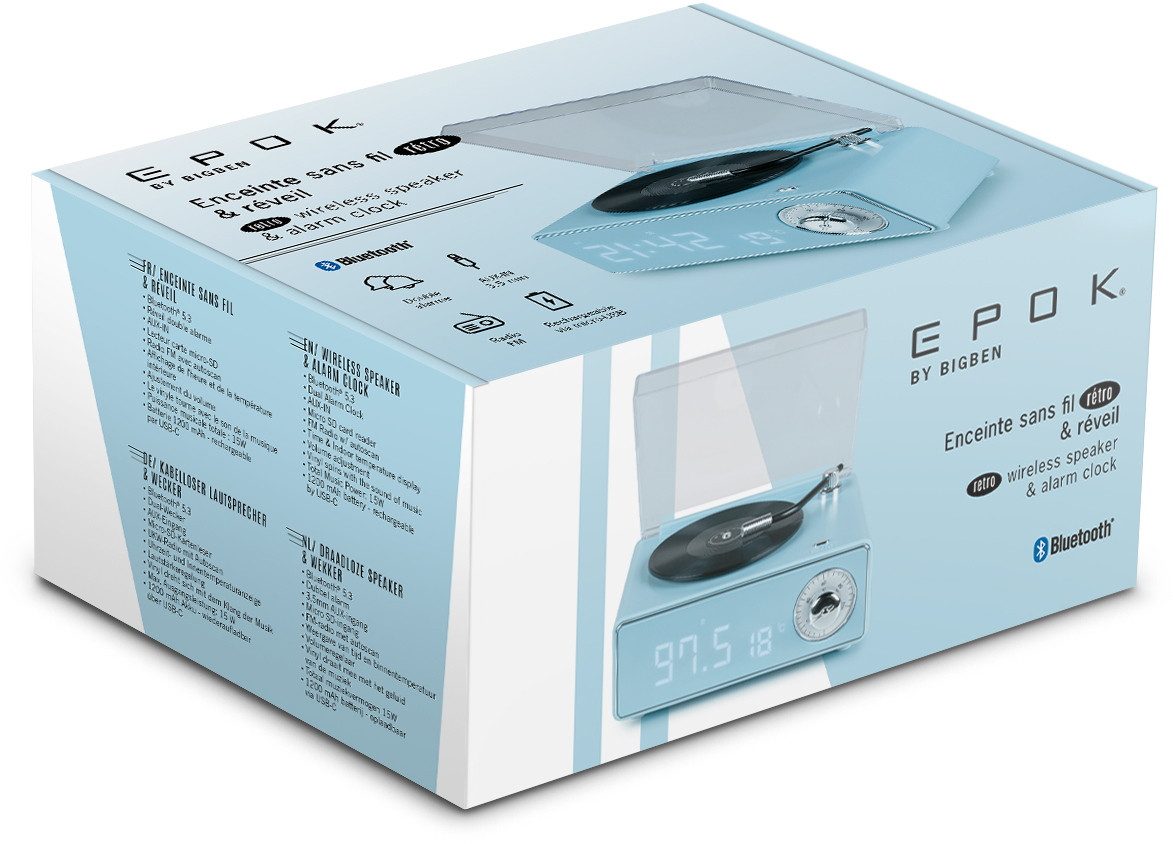 BigBen Bluetooth portabl. Lautsprecher EPOK Plattenspieler Look blau AU389395 Portable-Lautsprecher