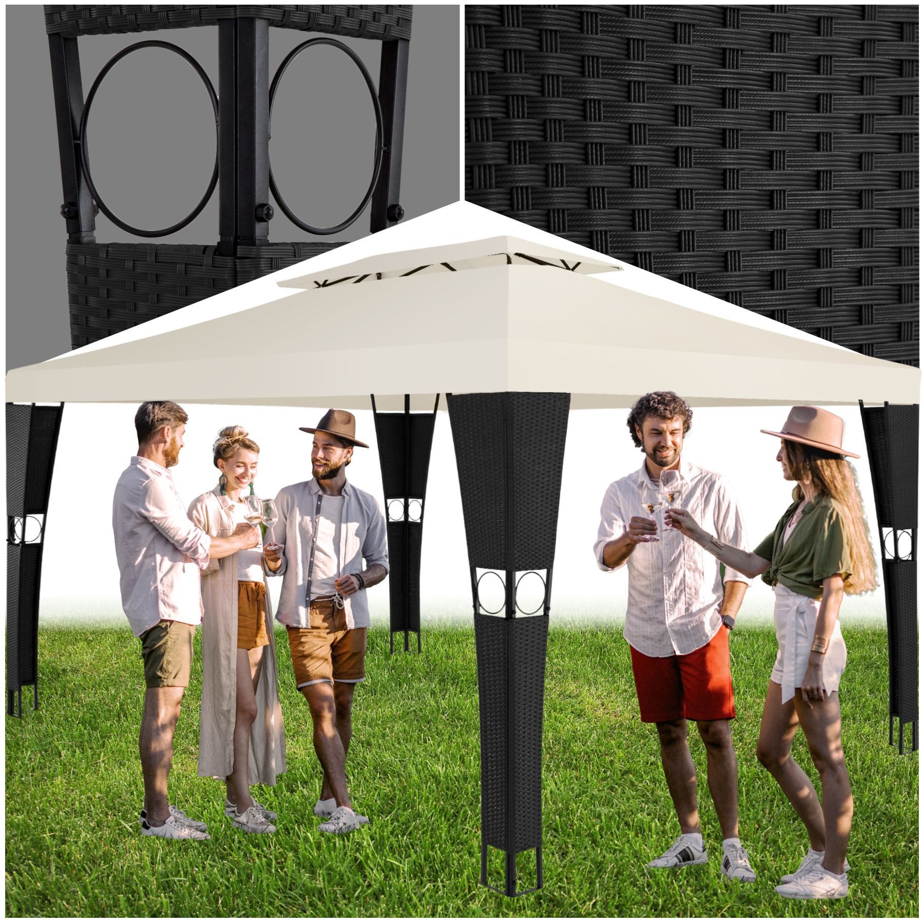 tectake Pavillon Rattan Gartenpavillon, mit 0 günstig online kaufen