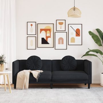 vidaXL Sofa Sofa mit Kissen 3-Sitzer Schwarz Samt