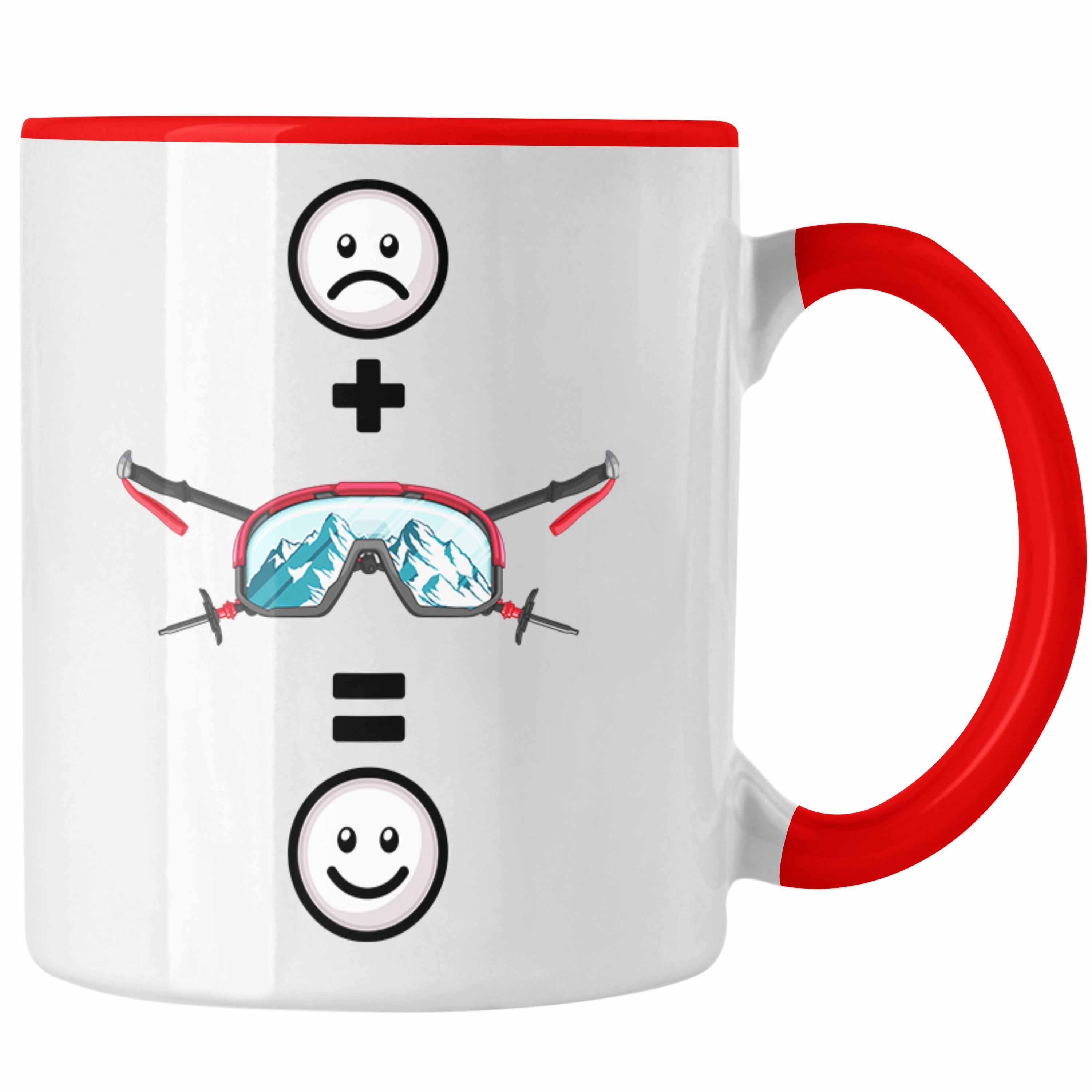Trendation Tasse Ski Tasse Geschenk für Skifahrer :(Ski Brille) Lustige Geschen Rot