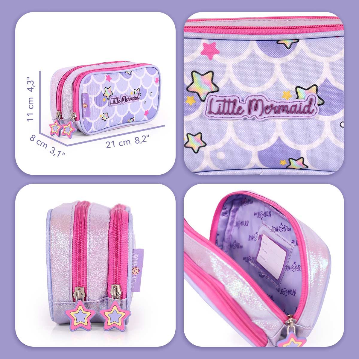 MILK&MOO Kindergartentasche Milk&Moo Federmäppchen – Glitzernde Meerjungfrau, praktisch & süß