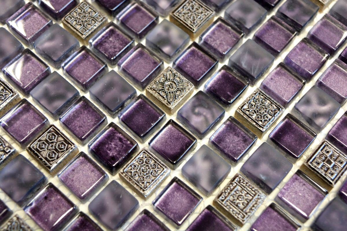 glänzend Mosaikfliesen Matten Mosani Glasmosaik lila 10 / Mosaik Resin