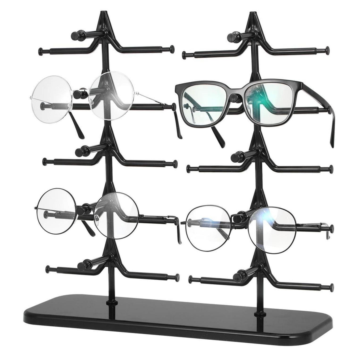 LuxusKollektion Schmuckregal Brillenhalter Schwarz für 10 Brillen Doppelreihe