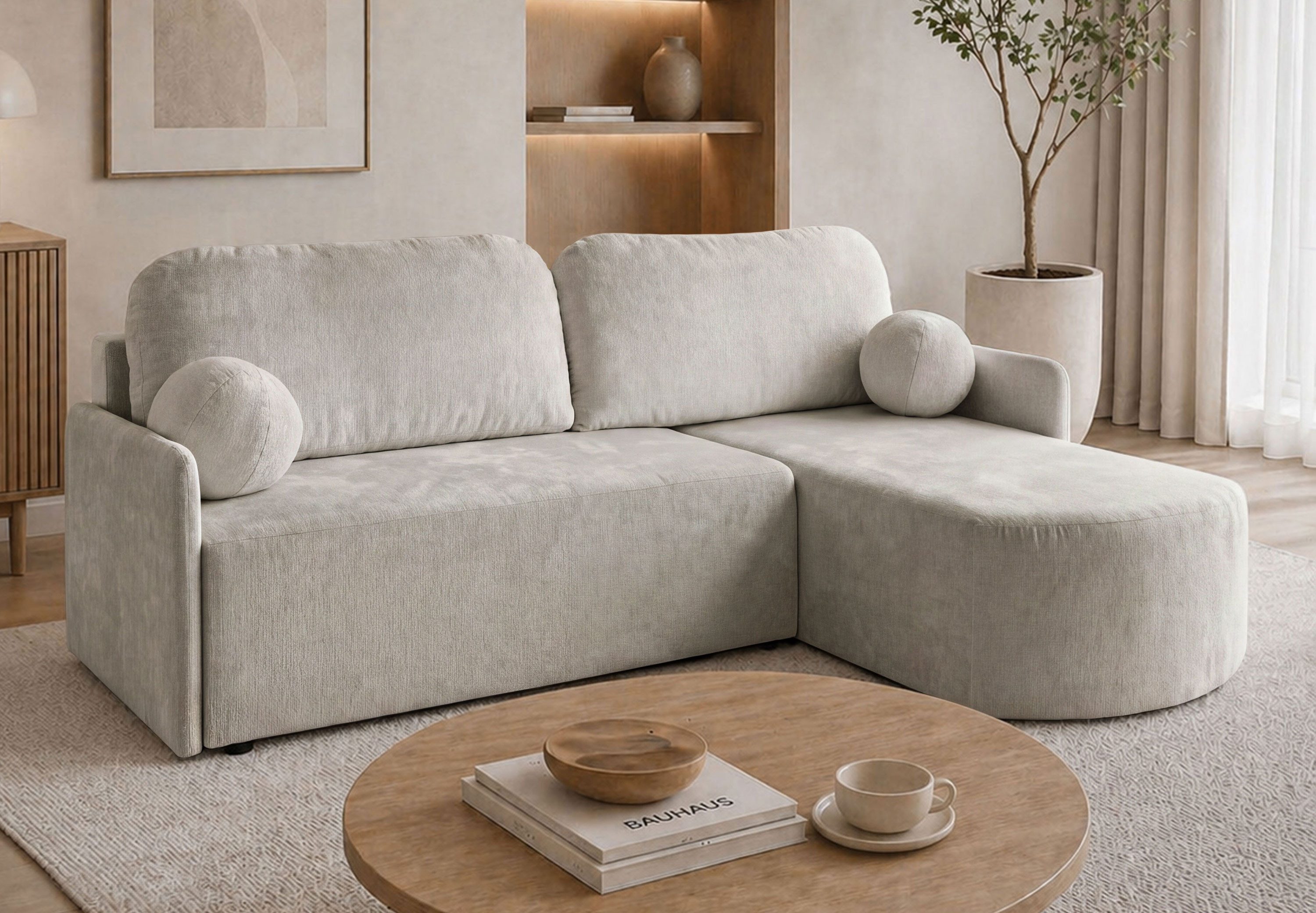 Lookway Ecksofa BLISS mit Schlaffunktion und Bettkaste, 212x160x95 cm