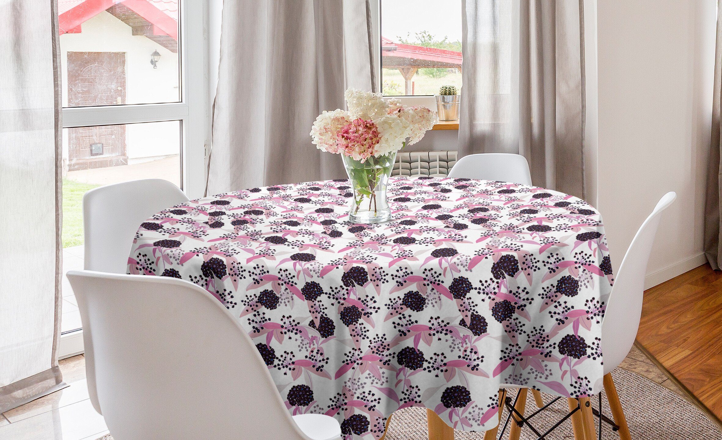 Abakuhaus Tischdecke Kreis Tischdecke Abdeckung für Esszimmer Küche Dekoration, Blumen Hydenyear Blumen und Blätter