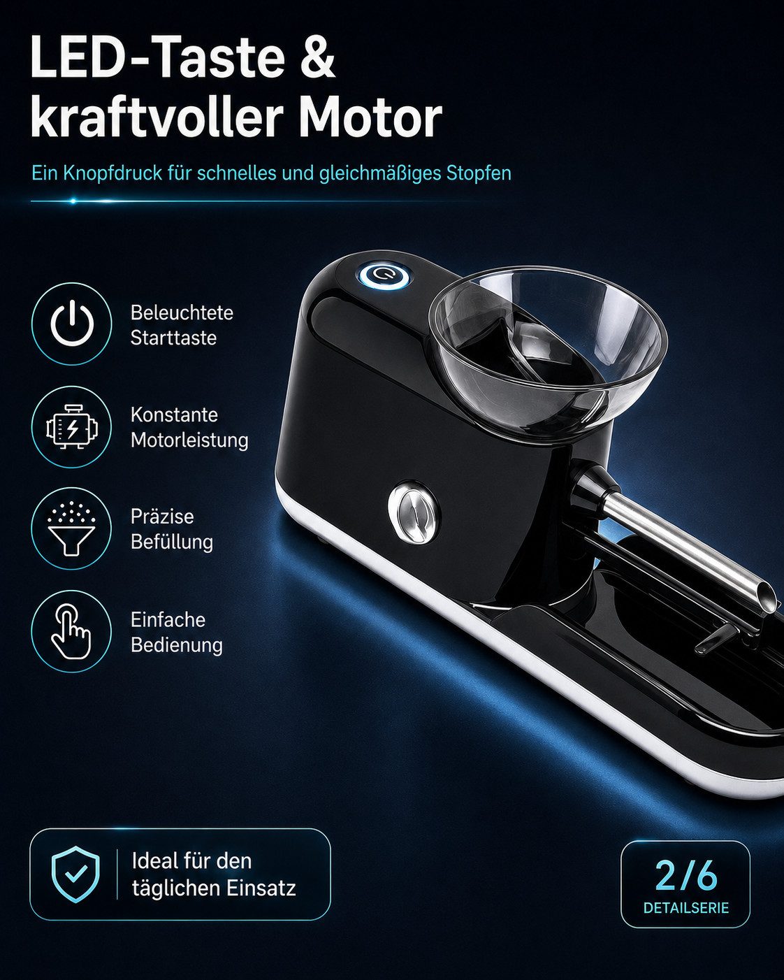VEKROBOT Tischdrehmaschine Zigarettenmaschine 8,0/6,5 mm, Selbstdreh-Set mit Stopfgerät, (Tragbar für den Haushalt, 1-tlg., Ideal als Geschenk), 2 Sekunden Rauc – Bild 5 von 5