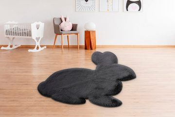 Kinderteppich Kaninchen, Lüttenhütt, Motivform, Höhe: 36 mm, weich und flauschig, einfarbig, idealer Teppich fürs Kinderzimmer