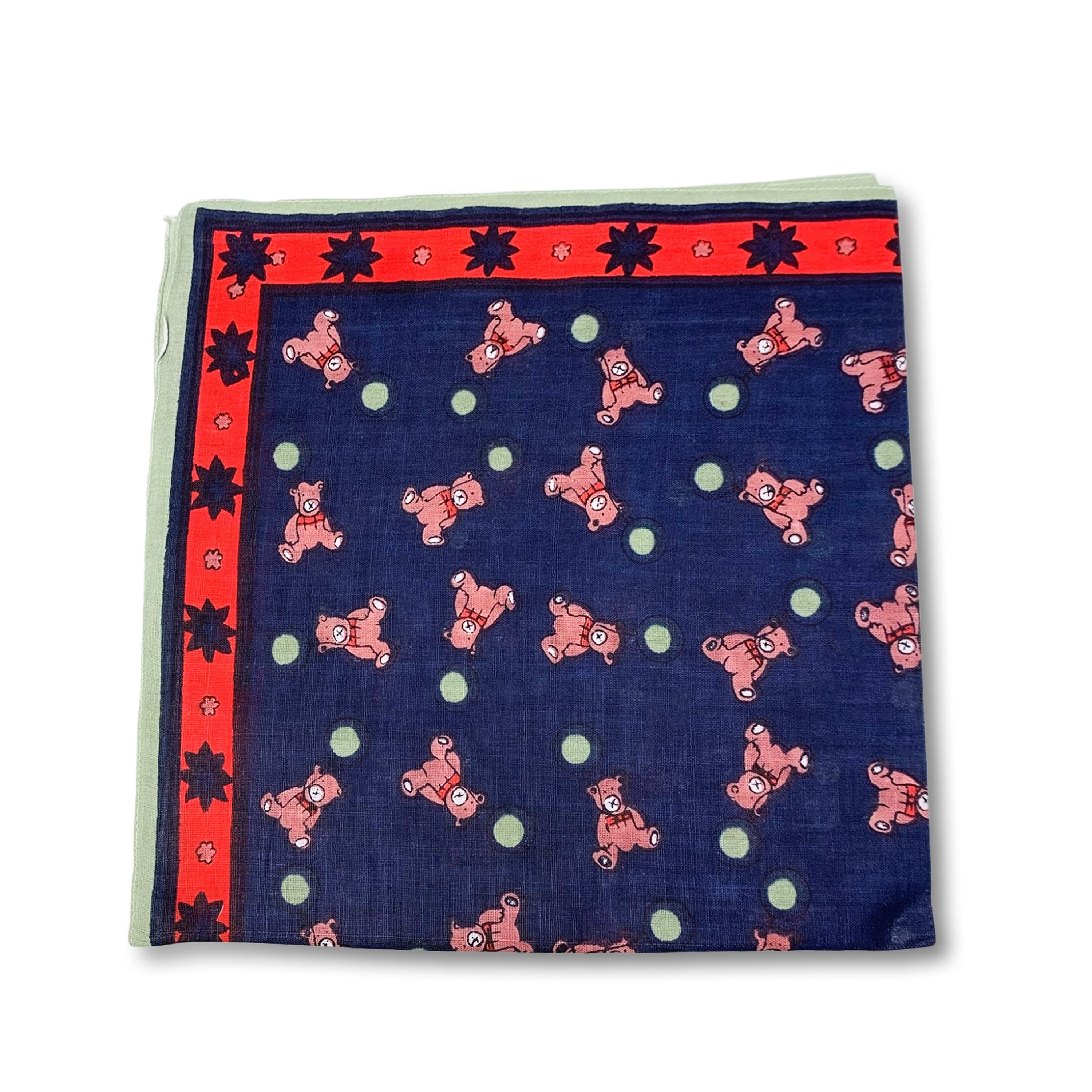 Friseurmeister Halstuch Schal Basic 50cm x 50cm - leichte tücher scarf halstücher halsband Blau Rot Bärchen Muster
