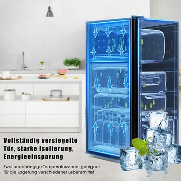 Merax Table Top Kühlschrank mit Gefrierfach, LED-Beleuchtung, Kühl- und Gefrierfunktion BCD-86A, 87 cm hoch, 42 cm breit, Mini Kühlschrank mit Doppeltür, 60 L, freistehend und klein