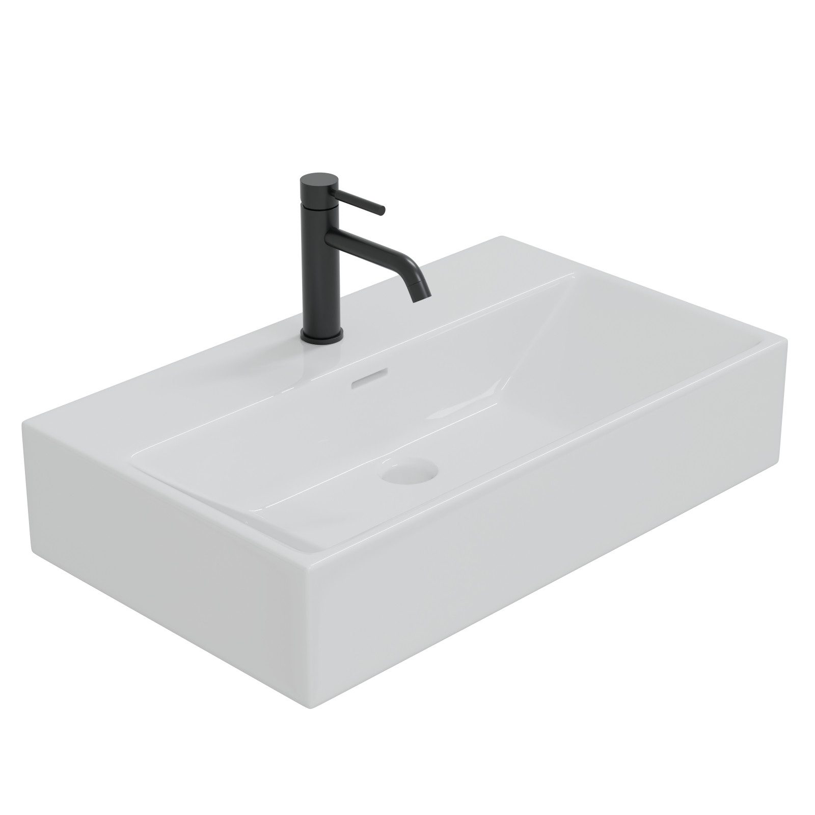 HAGO Waschbecken Keramik 60x36x13cm eckig Überlauf günstig online kaufen