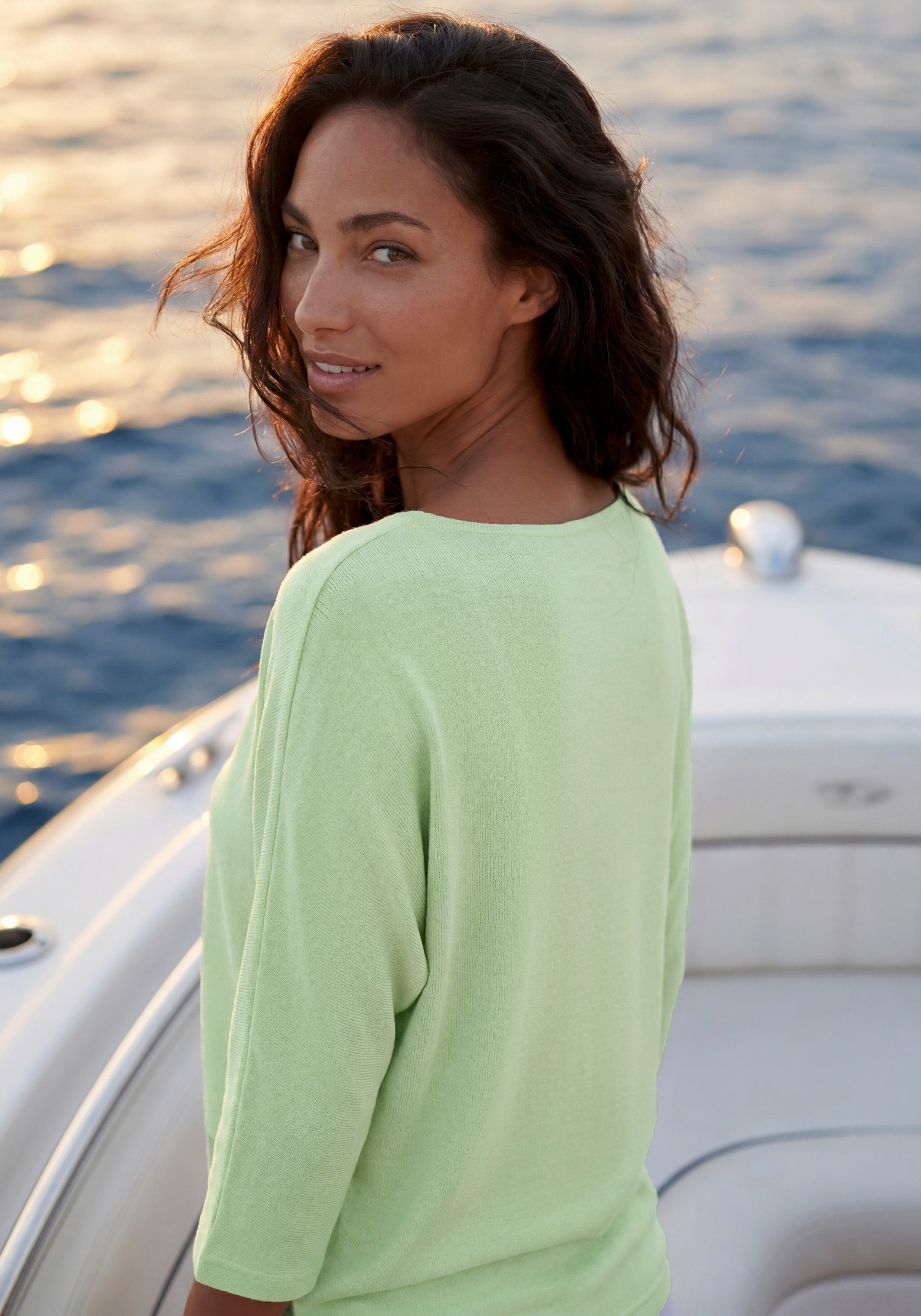 LASCANA 3/4-Arm-Shirt aus elastischem Feinstrick mit Viskose, sommerlich leicht