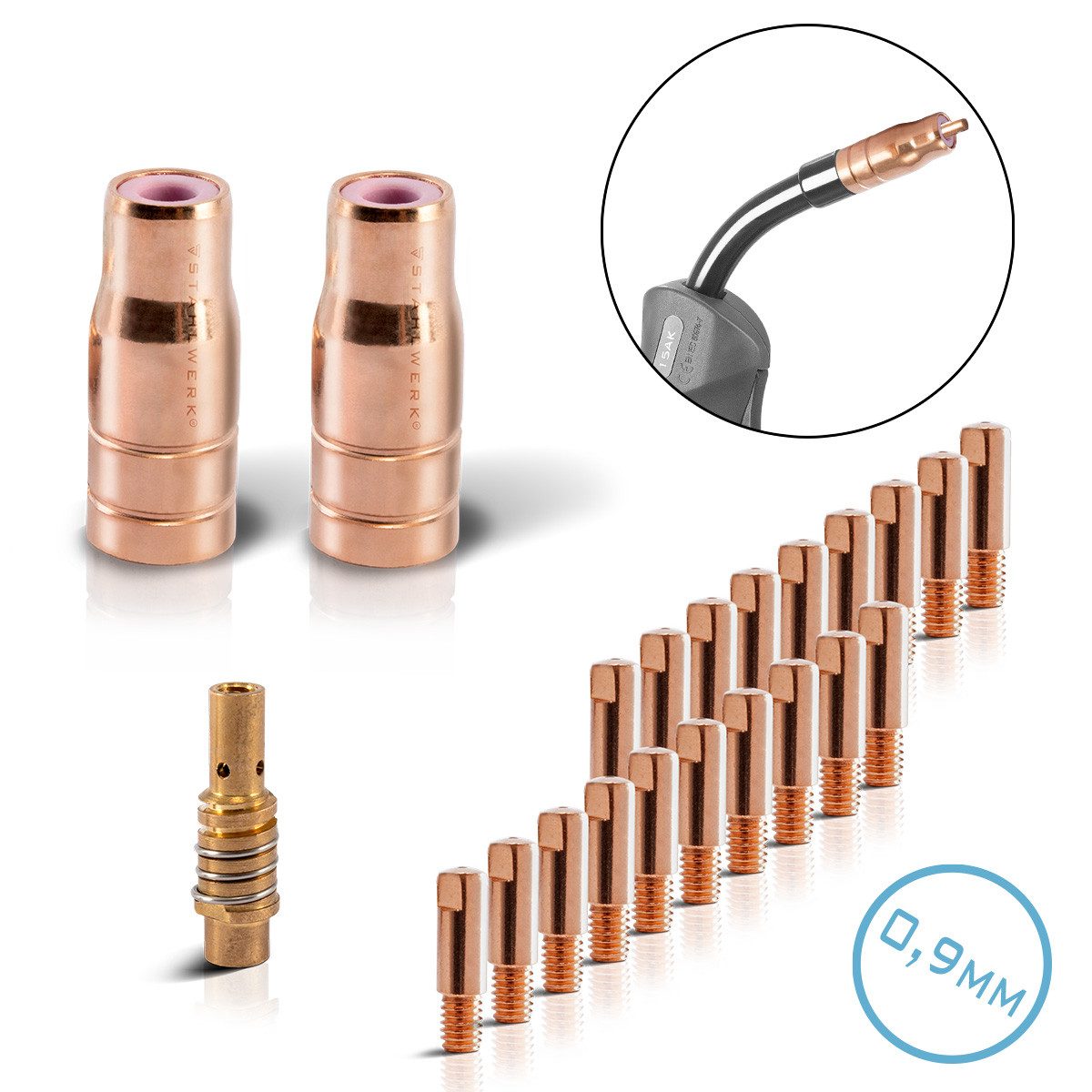 STAHLWERK Elektrowerkzeug-Set FLUX Verschleißteile Set 23-tlg AK15/MB15