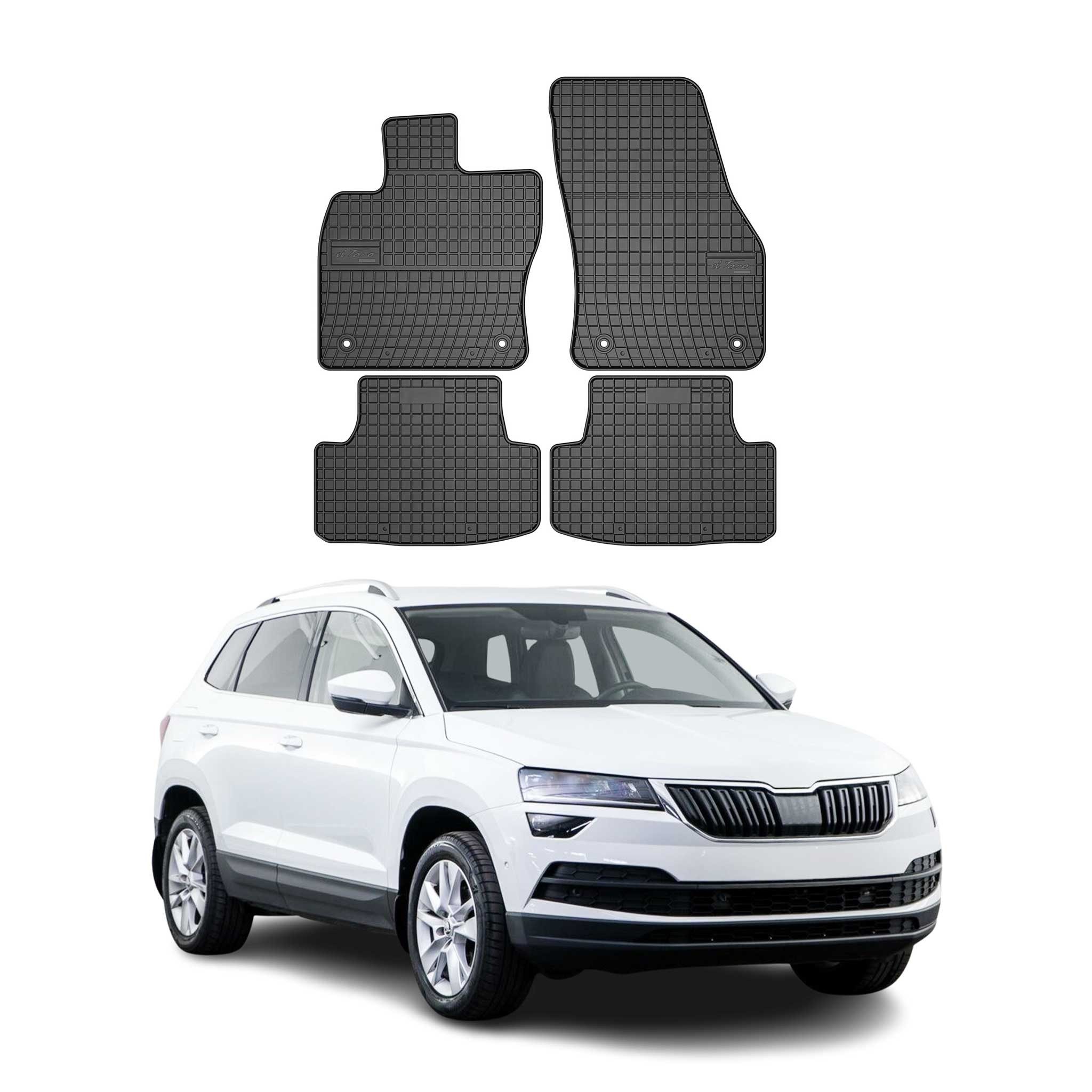 OMAC Auto-Fußmatten für Skoda Karoq 2017-2025 Schwarz 4 tlg TPE (4 St), für Skoda Karoq 2017-2025 Skoda Karoq 2017-2025, Antirutsch,Wasserfest,Einfache Installation