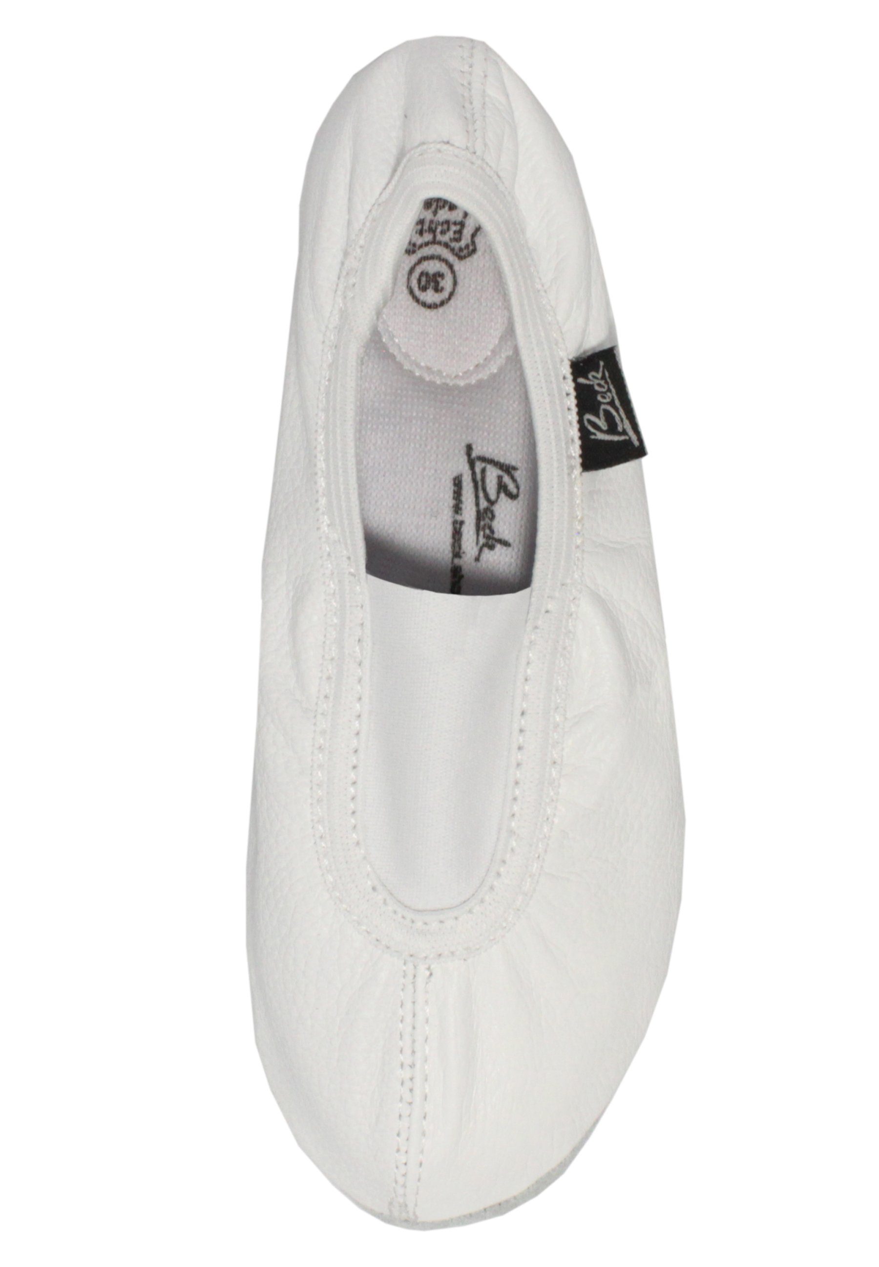 Beck Schläppchen Echt-Leder mit Gummi / Leder-Sohle Gymnastikschuh Zum Schlupfen, Mit Ristgummi für perfekten Halt