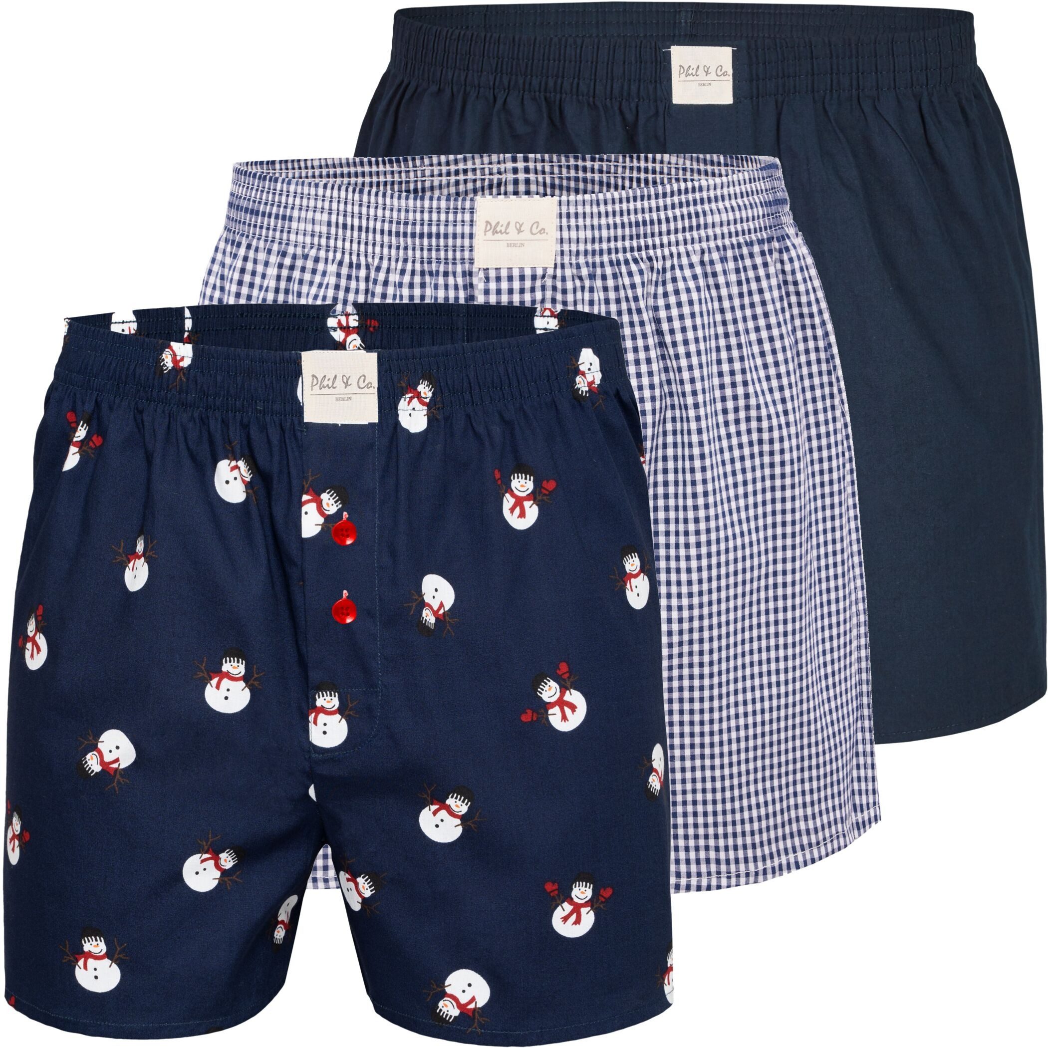Phil & Co. Boxershorts 3 Phil & Co Webboxer Herren american Boxershorts Wei günstig online kaufen