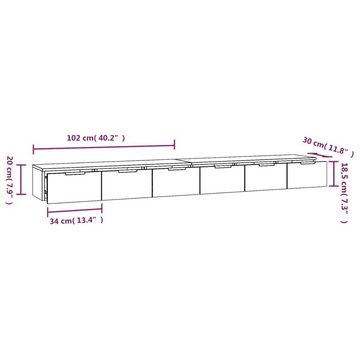 furnicato Wandregal Wandschränke 2 Stk. Sonoma-Eiche 102x30x20 cm Holzwerkstoff