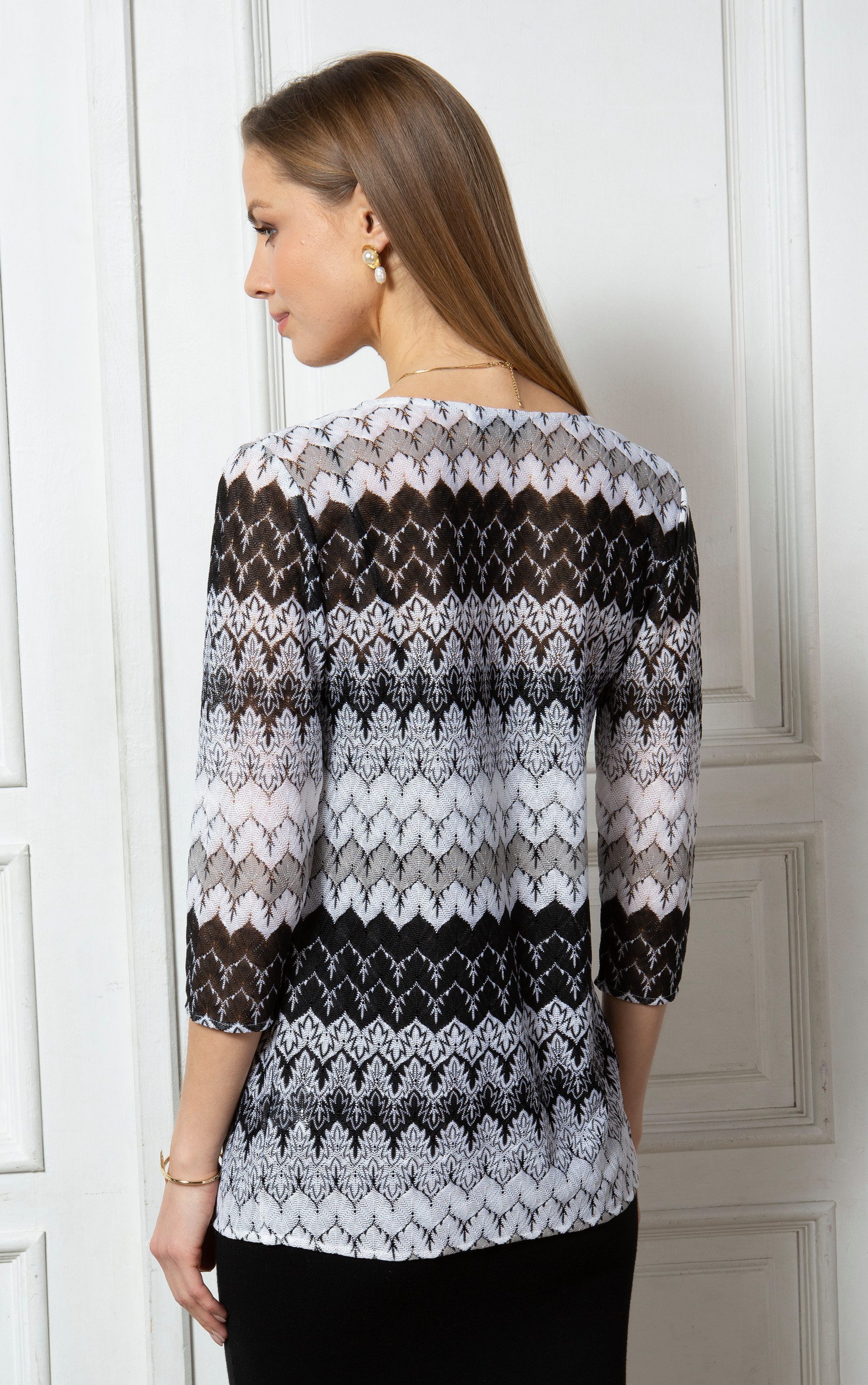 Passioni Cardigan mit Strickmuster in Schwarz-Weiß günstig online kaufen