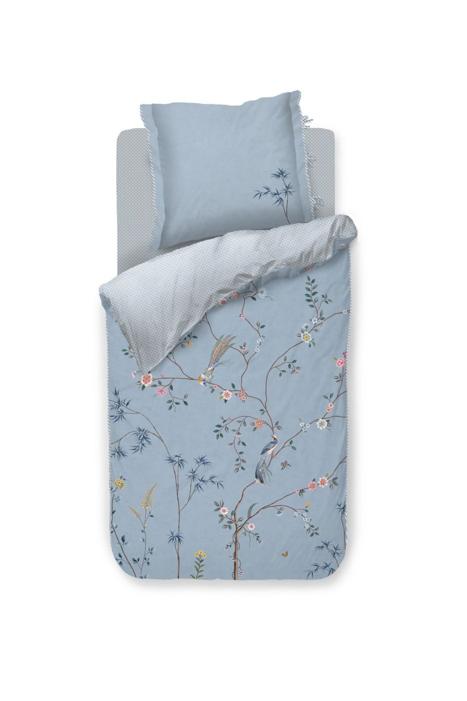 PiP Studio Bettwäsche Bettwäsche DE PIP Bamboo Blossom Light Blue 135x200 Hellblau, Perkal, 1 teilig, 135 x 200 cm + 1x 80 x 80 cm