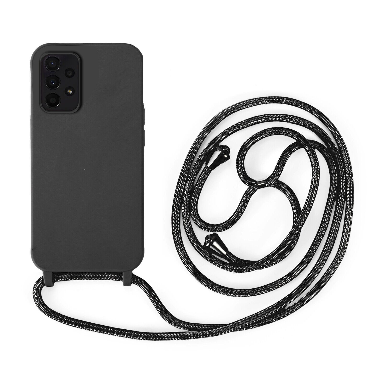 betterfon Handykette für Samsung Galaxy A23 5G Hülle mit Band & Kordel Bumper Schwarz Matt, Hände frei – mit Silikonhülle & Schnur für flexiblen Alltag