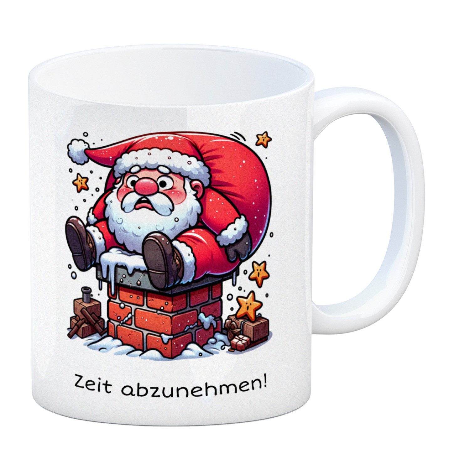 Tasse Weihnachtsmann Kamin Kaffeebecher und Spruch Zeit abzunehmen!